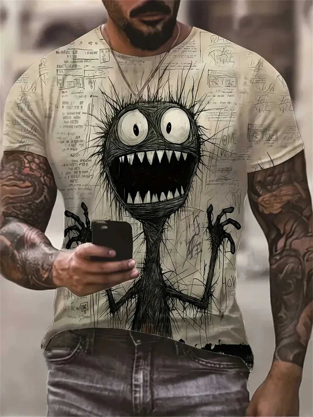 New summer mens retro T-shirt 3D printed funny graphic top mens casual short sleeved clothing fashionable street clothing W250425
