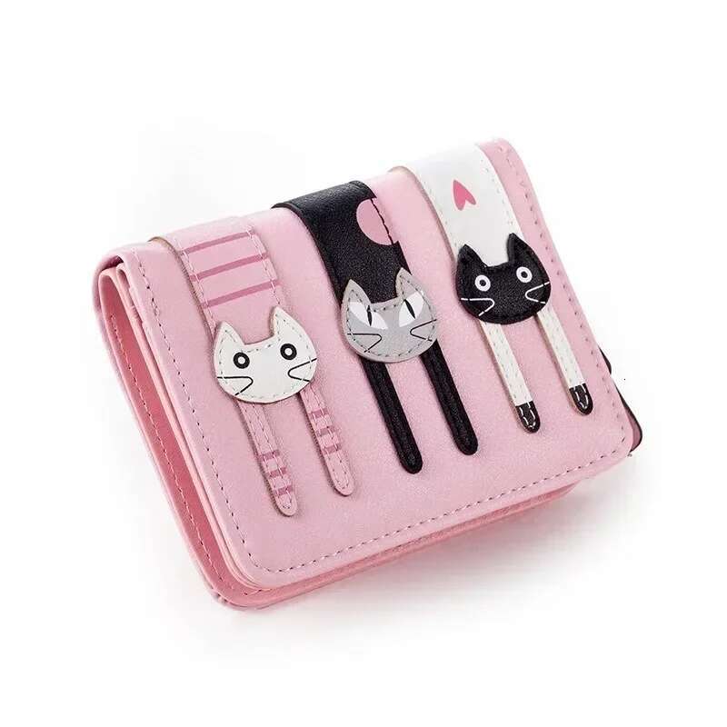Cute Cat Small Zipper Girl Brand Designed Pu Leather Women Coin Purse Female Card Holder Wallet Billetera