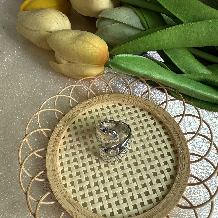 Contemporary Chunky Open Ring in Silver Eye-Catching Accents for Your Fingers