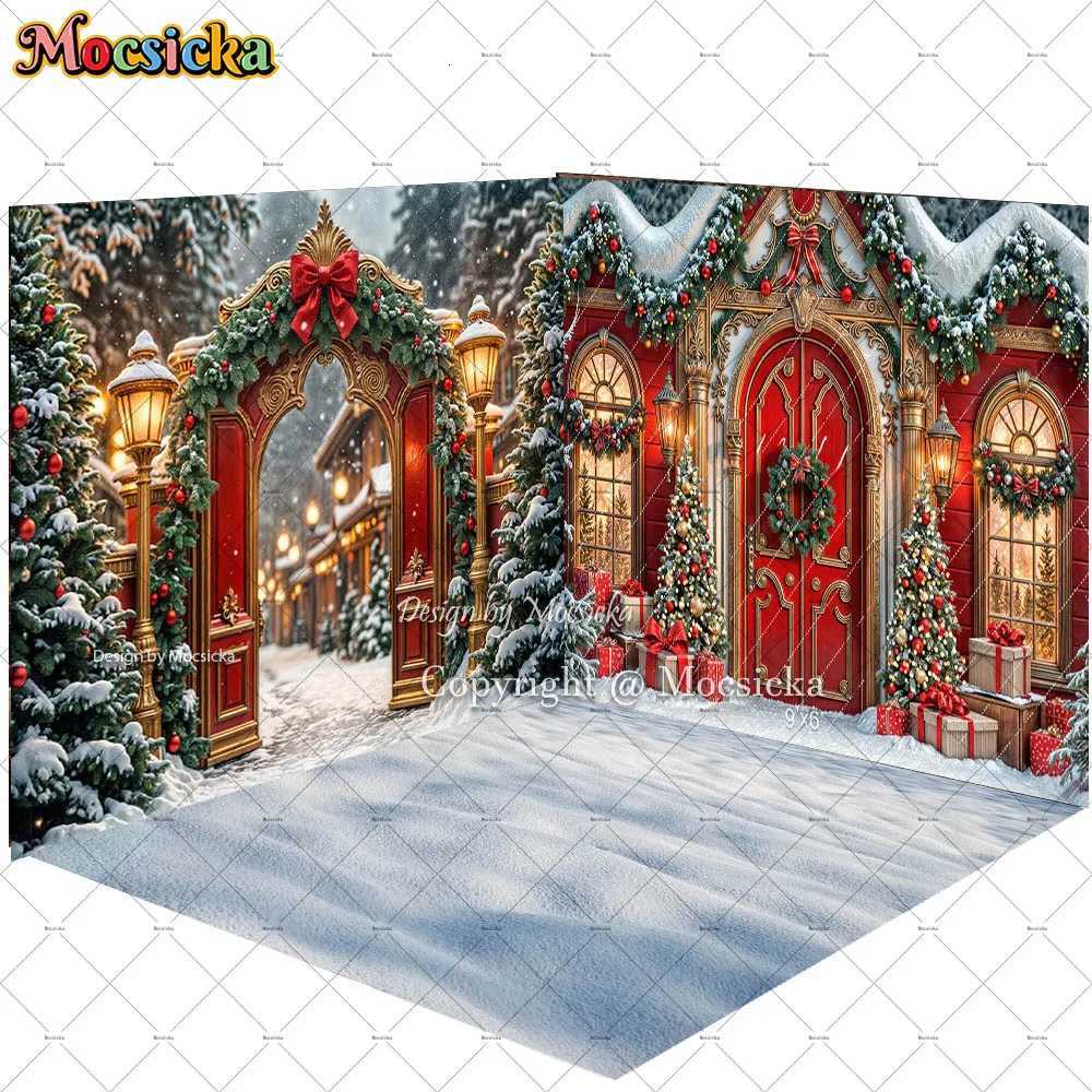 Mocsicka Christmas Santas Regal Workshop Background Photography Xmas Wonderland Archway Snowy Landscape Backdrop Winter StudioM251125