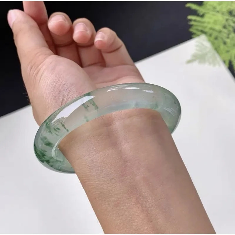 Ice type medium width round quartzite women jade bracelet jade bangle high quality jade bracelet bangle bangles for women green 250424