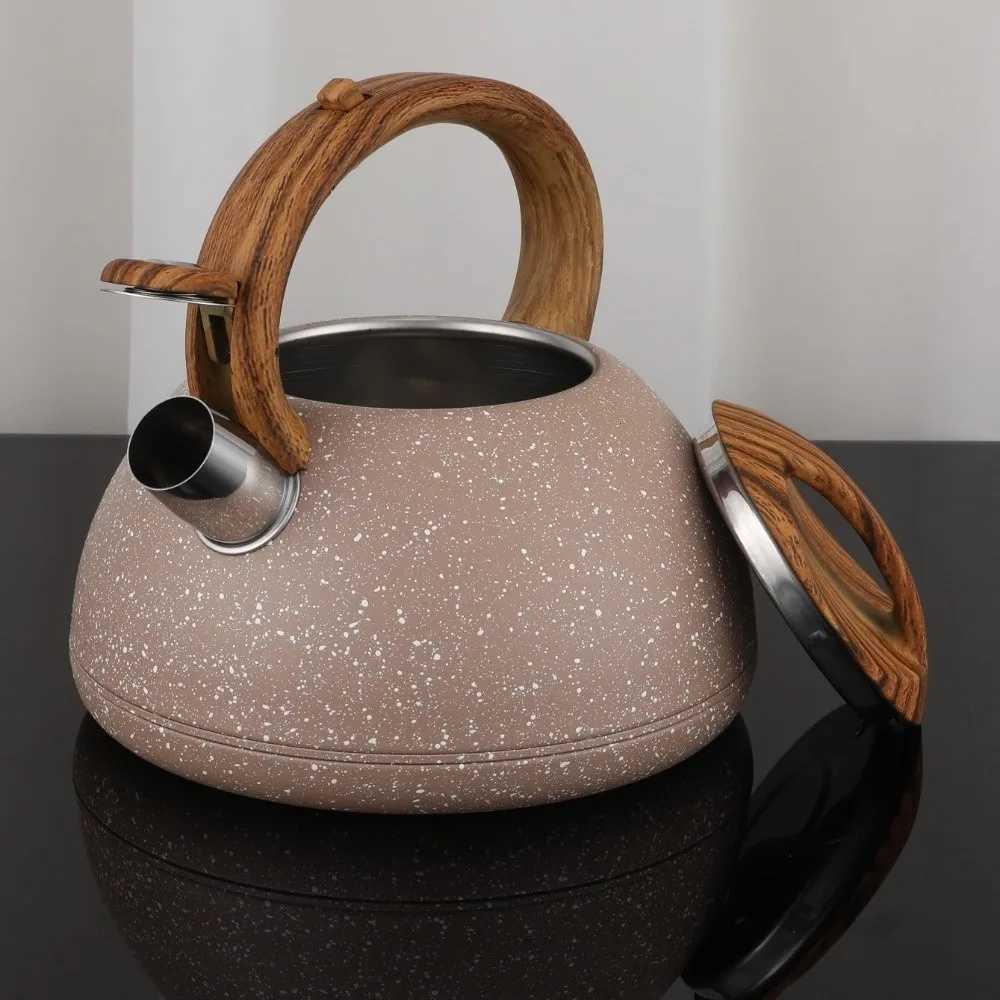 Stainless Steel Whistling Kettle Wooden Handle Portable Gas Induction Cooker Kettle 3L Kitchenware Teapot Water Kettle Kitchen C251125