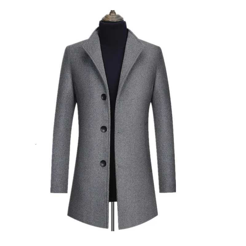 New Winter Men Stand Collar Formal Business Trench Coats Man Casual Long Jackets Male Cashmere Overcoats Woolen Blends Coats 3XLT251125