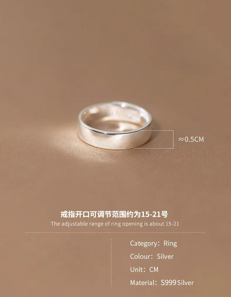 La Monada 55-61mm Adjustable Womens Ring S999 Pure Silver Womens Ring 999 Silver Finger Ring 4g 3g 2.5g 250422