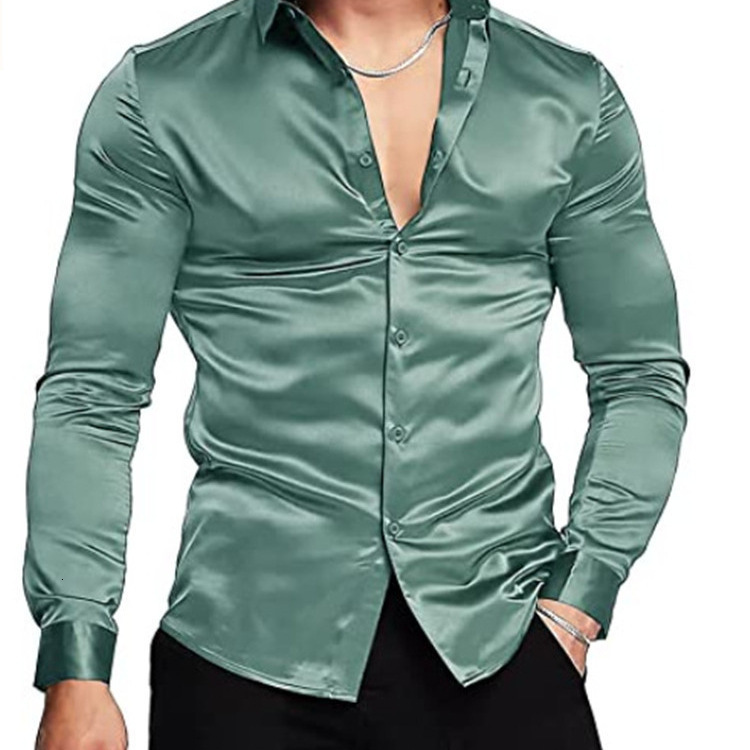 2022 autumn fashion mens bright face solid color ball shirt 240923