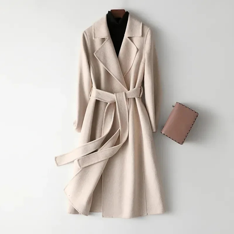 Long Slim Fit Women Wool Coat Small Size Appears Slimming Strapless Fresh Sweet Style Adult Suitable Autumn 251125