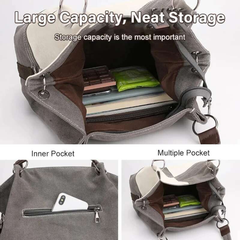 Casual Ladies Canvas Fashion Hundred Hobo Handbag Crossbody 2024 Trend New Splicing Color Collision Shoulder Women's Bag