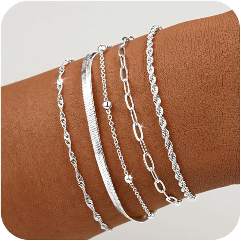 5 Pcs Punk Trendy Multilayer Bracelets Set for Women Elegant Delicate Twist Sparkling Adjustable Bangles Jewelry Couples Gifts designer bracelet women - view 6