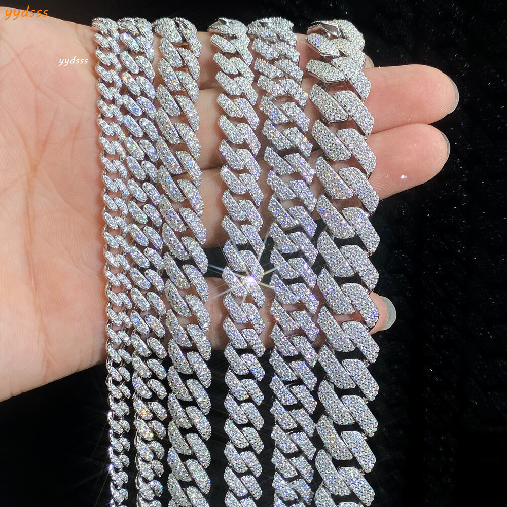 Pass Diamond Tester Hip Hop S925 Silver GRA Certified Iced Out 6MM 8MM 10MM 12MM 15MM VVS Moissanite Cuban Link Chain