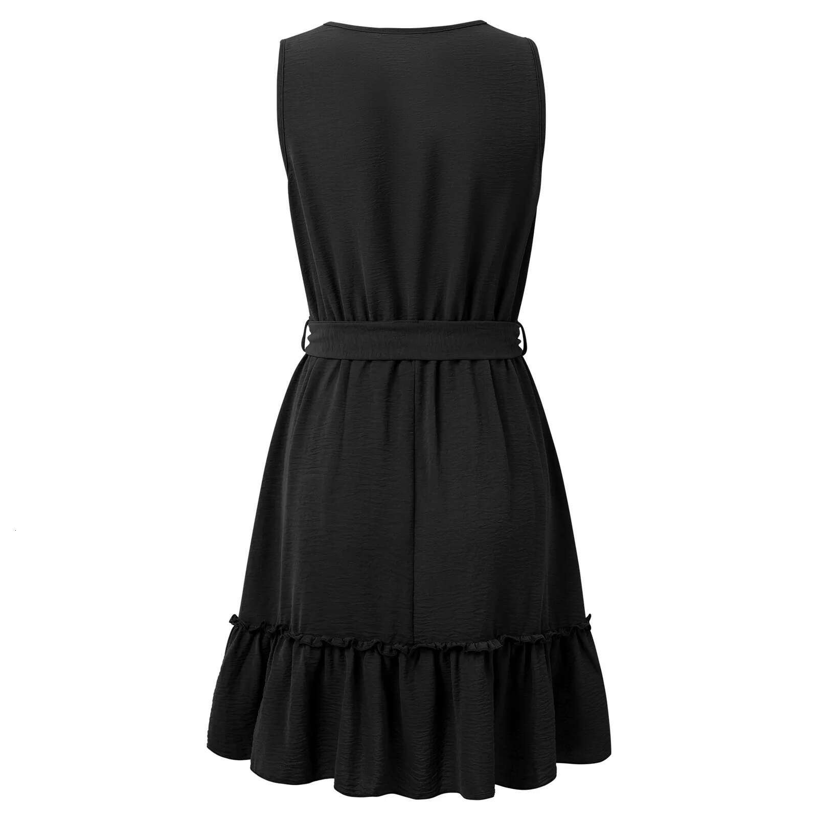 Dongdumaoyi Women S Summer Dresses New Formal Casual Party For Fashion Solid Color V Neck Sleeveless Lace Waist Dress