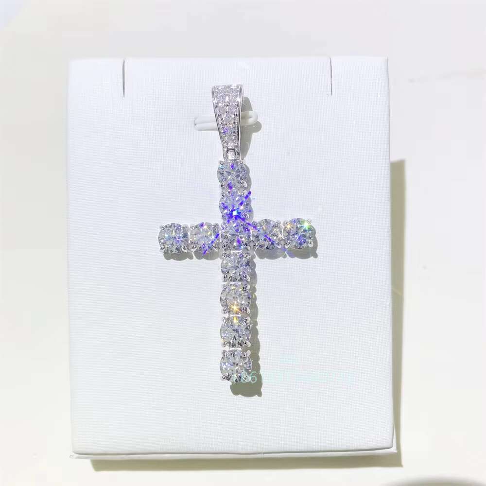 925 Sterling Silver Real Diamond Lab Moissanite Custom Cross Hip Hop Jewelry Ice Out Pendant