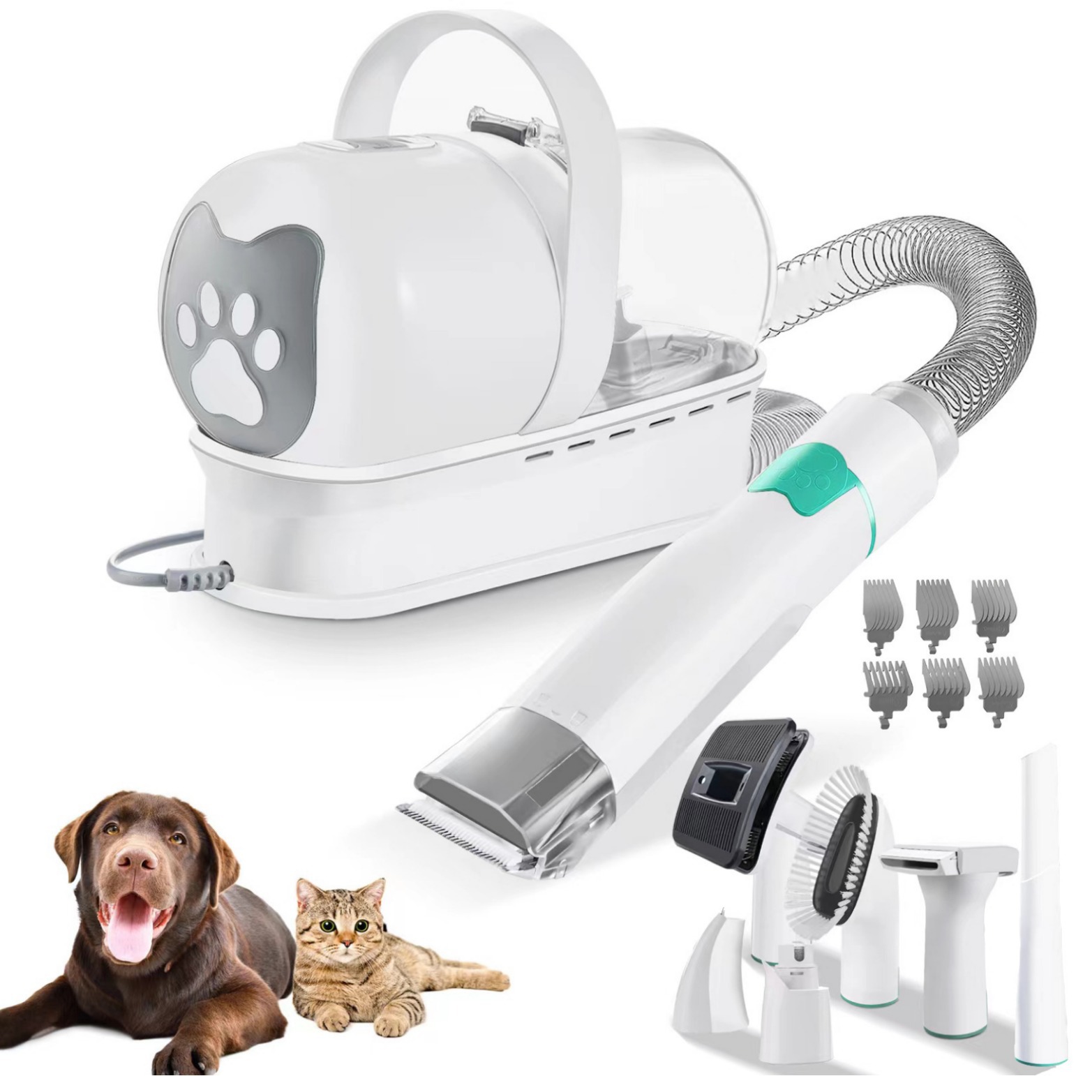 7 in 1 Multi-function Pet Grooming Set for Dogs and Cats, Vacuum Shaver and Grooming Scissors