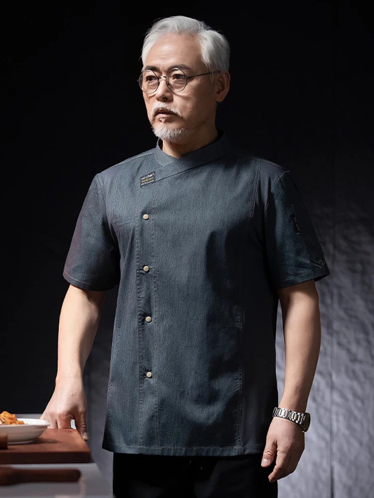 Cook el Restaurant Canteen Cake Shop Cafe Shirts Cooking Clothing Food Service Kitchen Work Uniform Adult Grey Chef Jacket Coat 250418