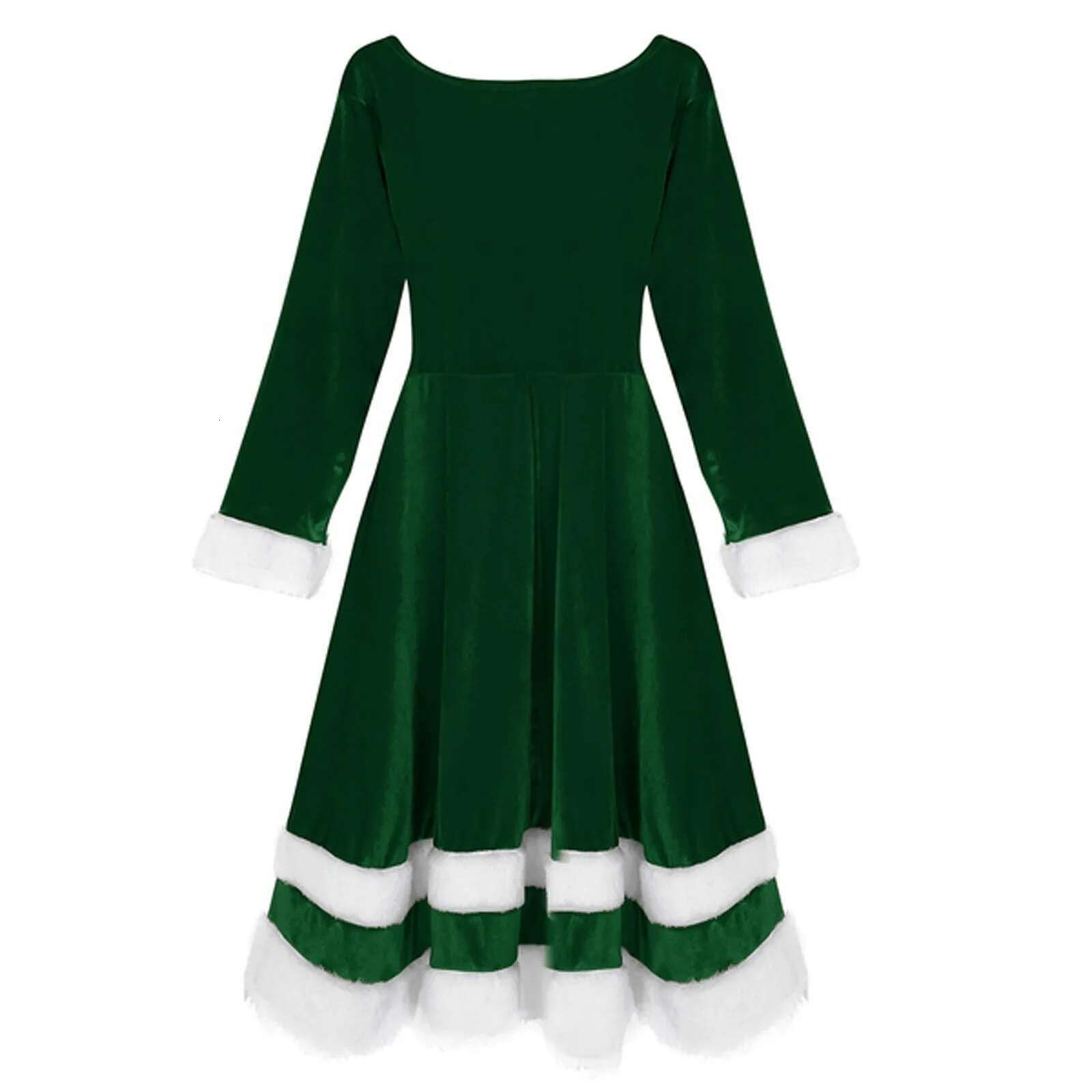Dongdumaoyi Womens Mrs Santa Claus Costume Plus Size Velvet Long Sleeve Dress With Belts Female Cosplay Suit Christmas Fancy