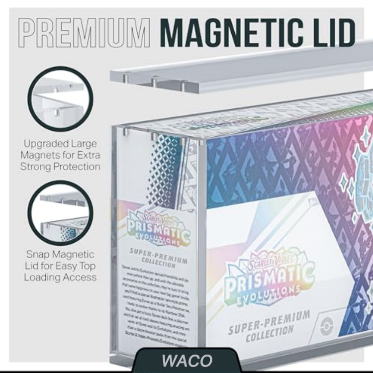 Waco TCG SPC Magnetic Acrylic Display Case, Clear Protector Box for Prismatic Evolutions Super-Premium Collection - view 5