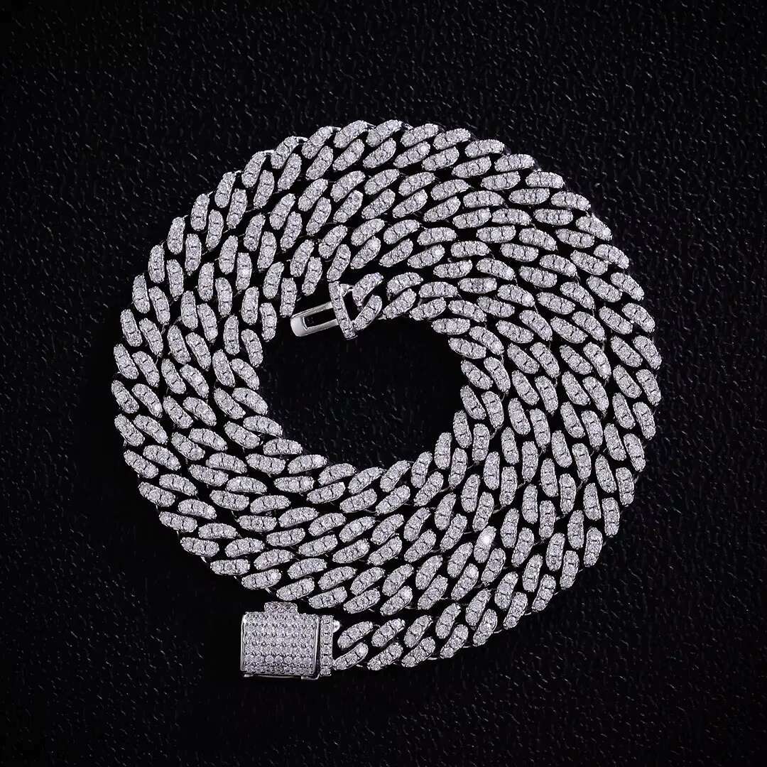 Cuban Necklace Mossinate Diamond Cuban Chain Iced Out Chain Stylish Mens Necklaces 925 Silver Moissanite Cuban Link Chain