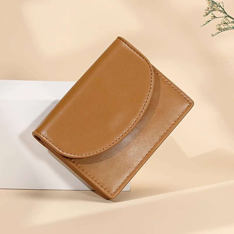 New Women's Short Zero Solid Color Card Bag Compact And Simple Small Wallet