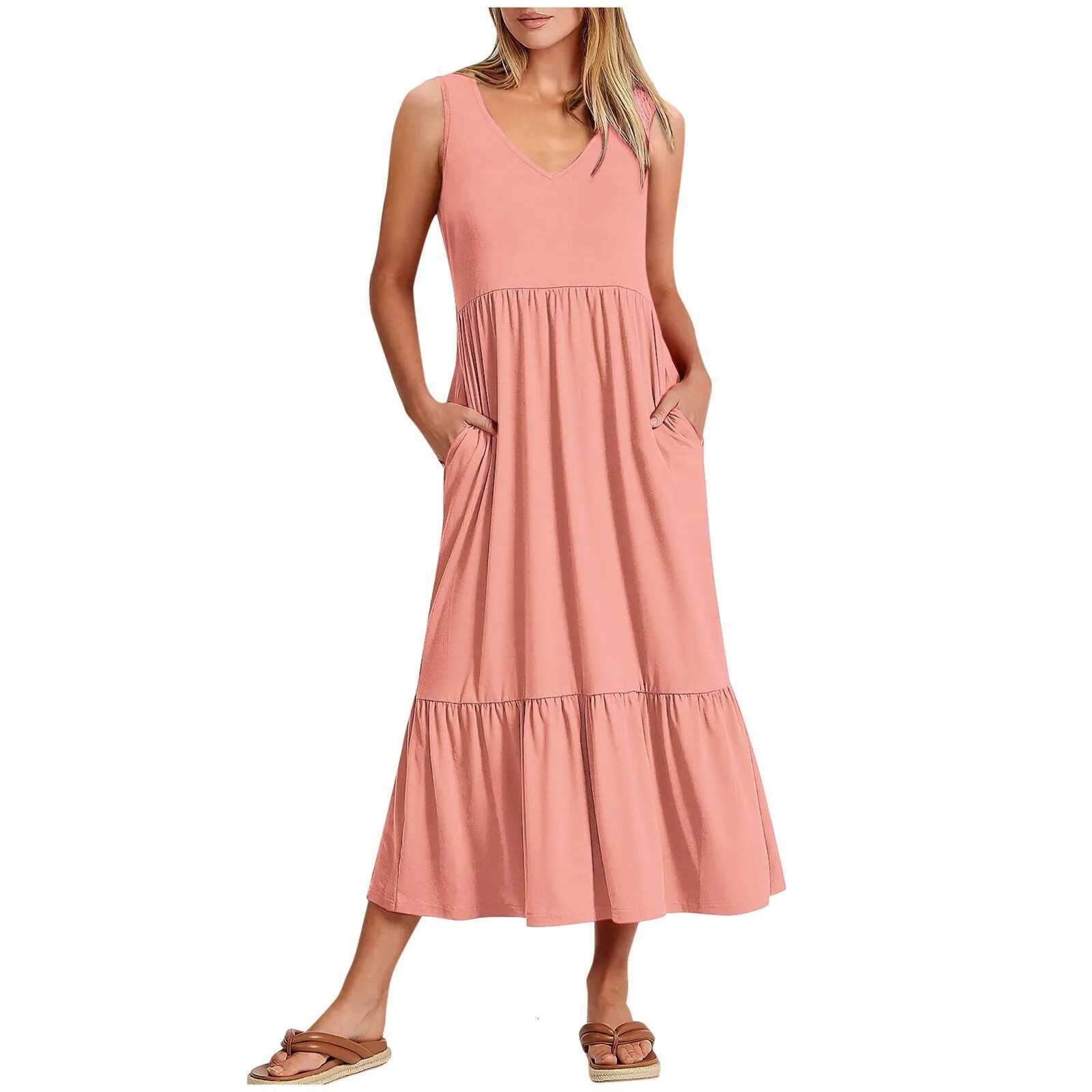 Dongdumaoyi Elegant Bodycon Sexy Cotton Women S Dress For Summer A Line Sleeveless Boho Midi Dresses Woman Robe Femme Ladies