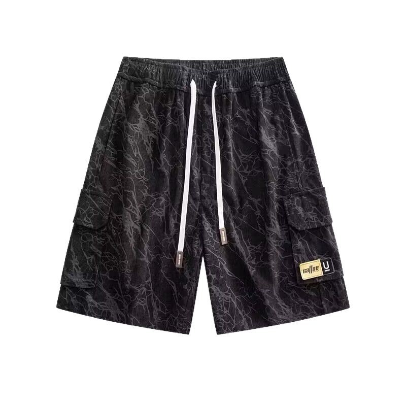 Multi pocket tie dye shorts for men, summer American high street fashion brand half length plus size sports five quarter pants, fashionable trend