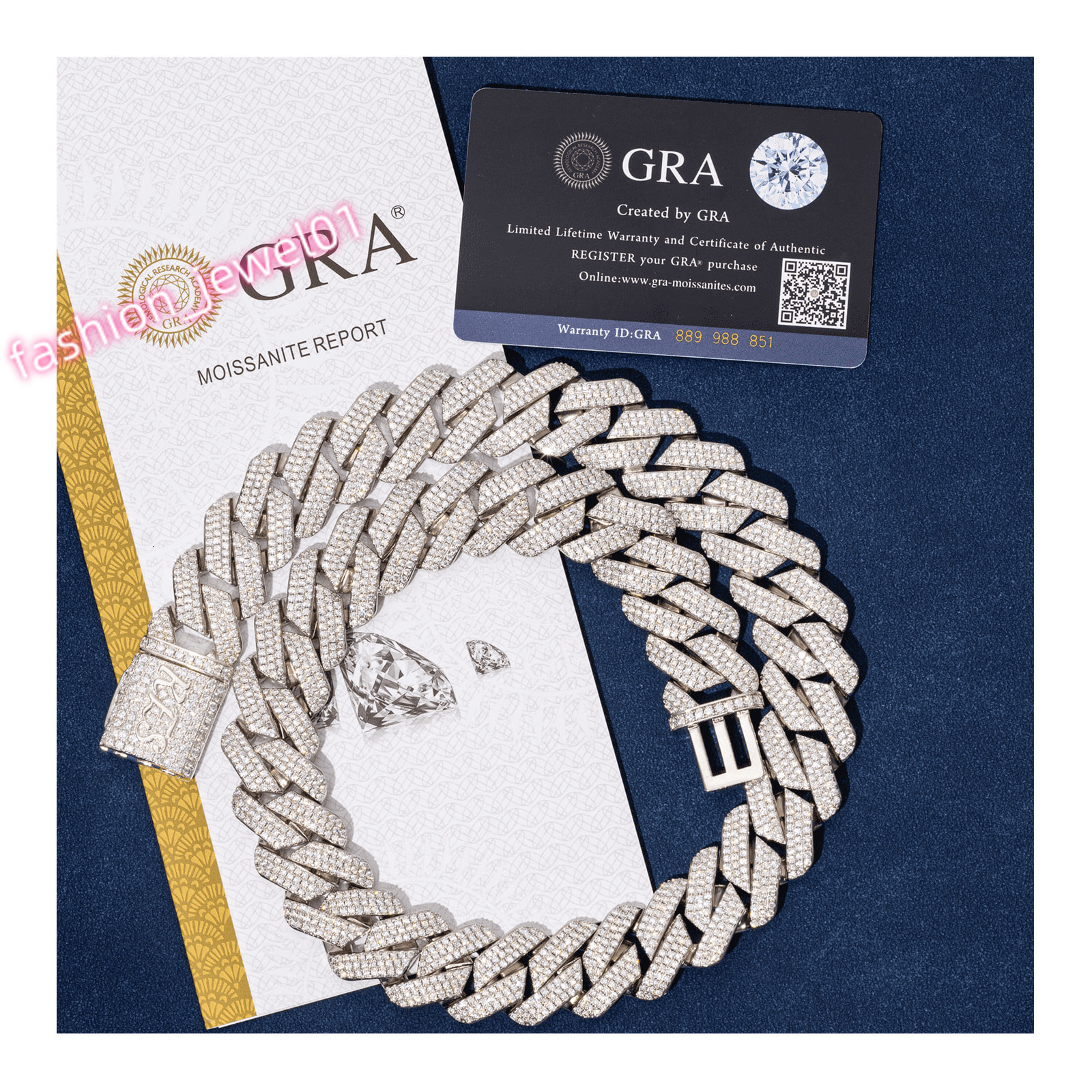 Pass Diamond Tester 20mm 3 Rows Diamonds 100% 925 Sterling Silver Moissanite Jewelry Cuban Bracecet Necklace VVS Moissanite