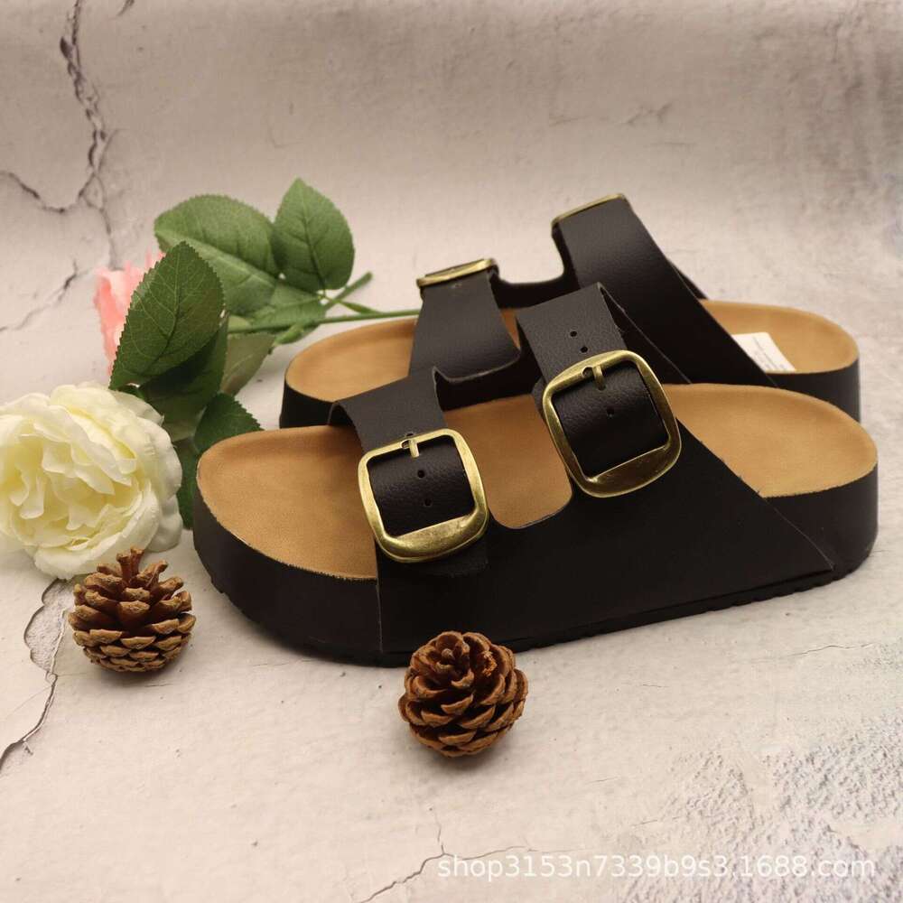 Same thick soled height increasing slippers, women's sandals, casual outings, beach shoes, slippers for outdoor wear