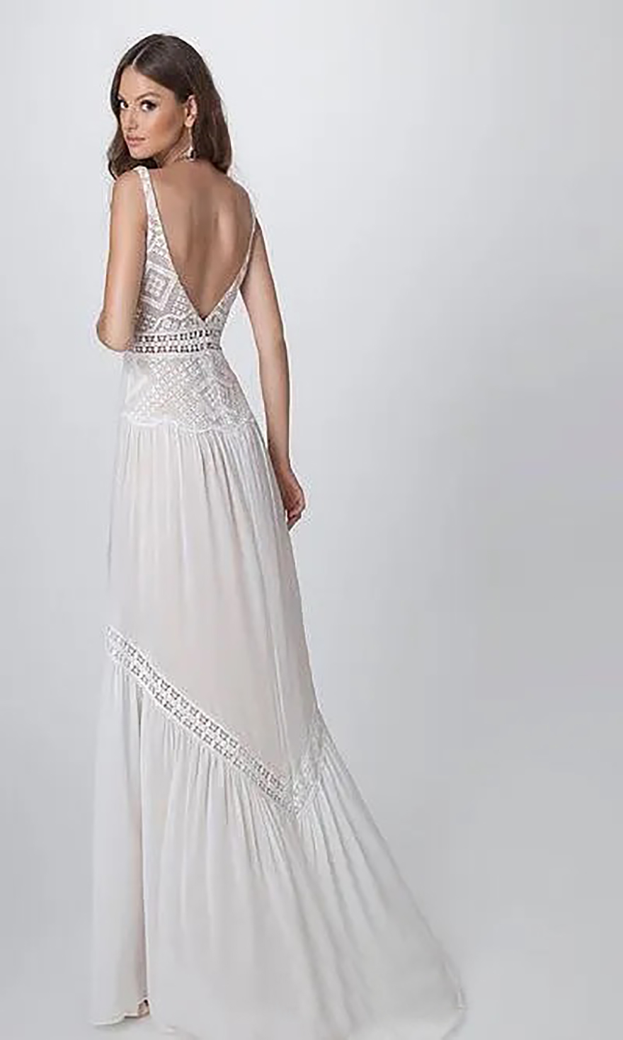 bohemia rish wedding dresses deep v neck lace appliqued beach boho floor length chiffon long wedding dress bridal gowns robe de marie