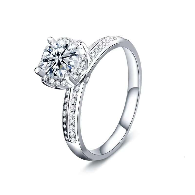 925 Silver Genuine D Color Moissanite Ring Excellent Cut 1 Ct Pass Diamond Test Moissanite Engagement Rings for Women