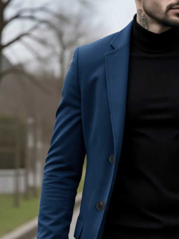 Single-Breasted Wool Blend Coat for Autumn/Winter Thickened Windproof Stand Collar Trench Style Casual Business Warm OuterwearT251125