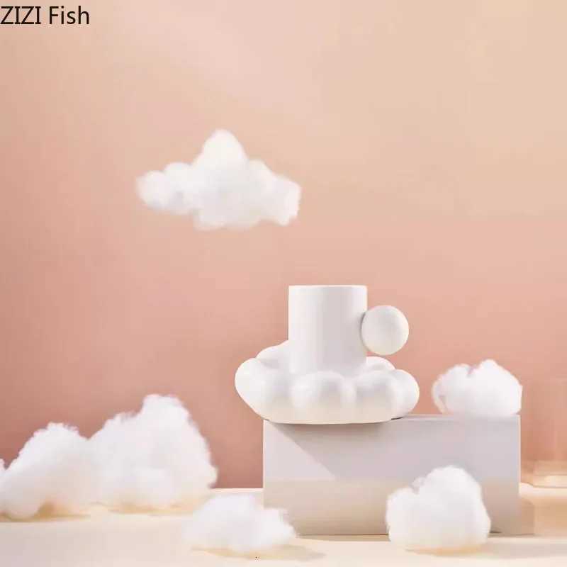 Creative Cotton Candy Shaped Ceramic Cupsaucer Dining Table Coffee Cup Mugs Afternoon Tea Teacup Milk Tea Fruit Juice Container Y251125