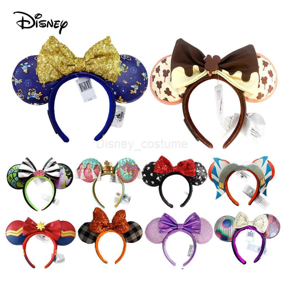 Disney Cartoon Minnie Mouse Ears Headband Mermaid Princess Big Glitter Bow Ears COSTUME Headband Role Playing Plush Adult/Child Headband Gift X250425