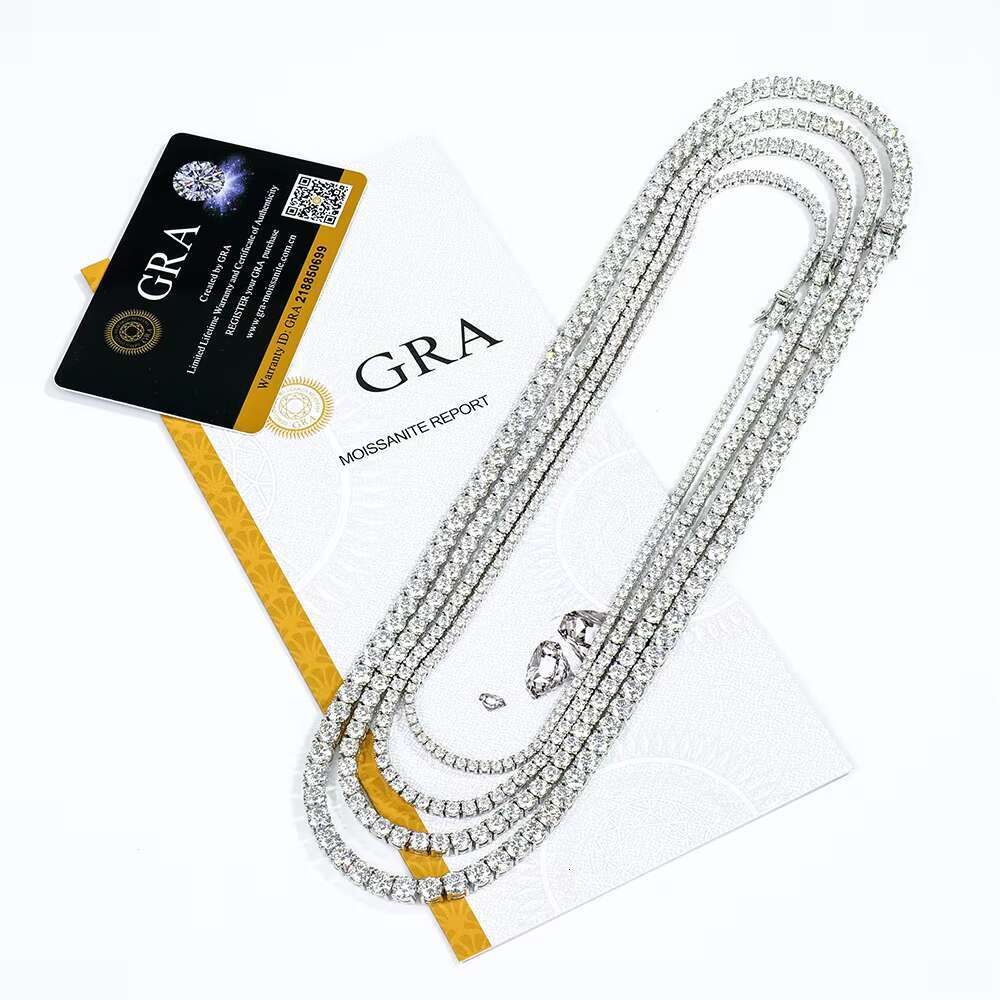 Classical Style Hot Sale Tennis Necklace 925 Sterling Silver with Moissanite Hip Hop Fashion for Gift Personal Use Silver Plated