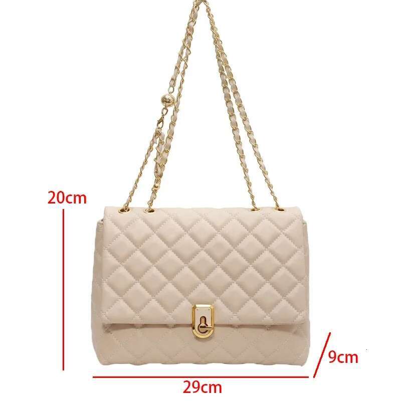 New Quilted Large Chain Shoulder For Women 2024 Designer Crossbody Bags PU Leather Ladies Handbags Black White
