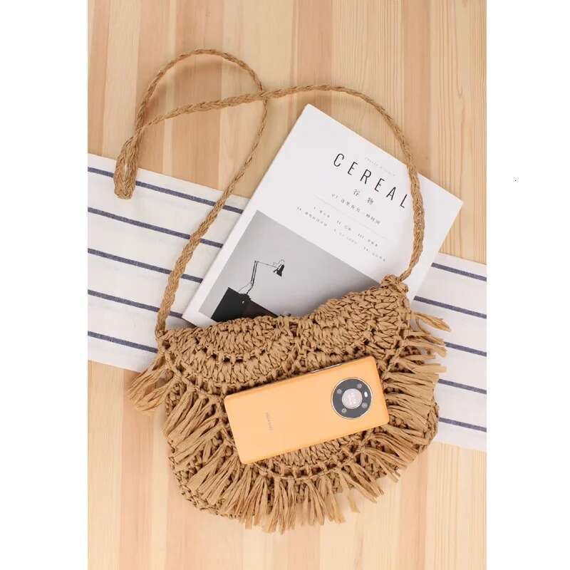 Summer Straw For Women Handmade Tassel Beach 2025 Raffia Rattan Woven Handbags Vacation Shoulder Crossbody Bags Clutch
