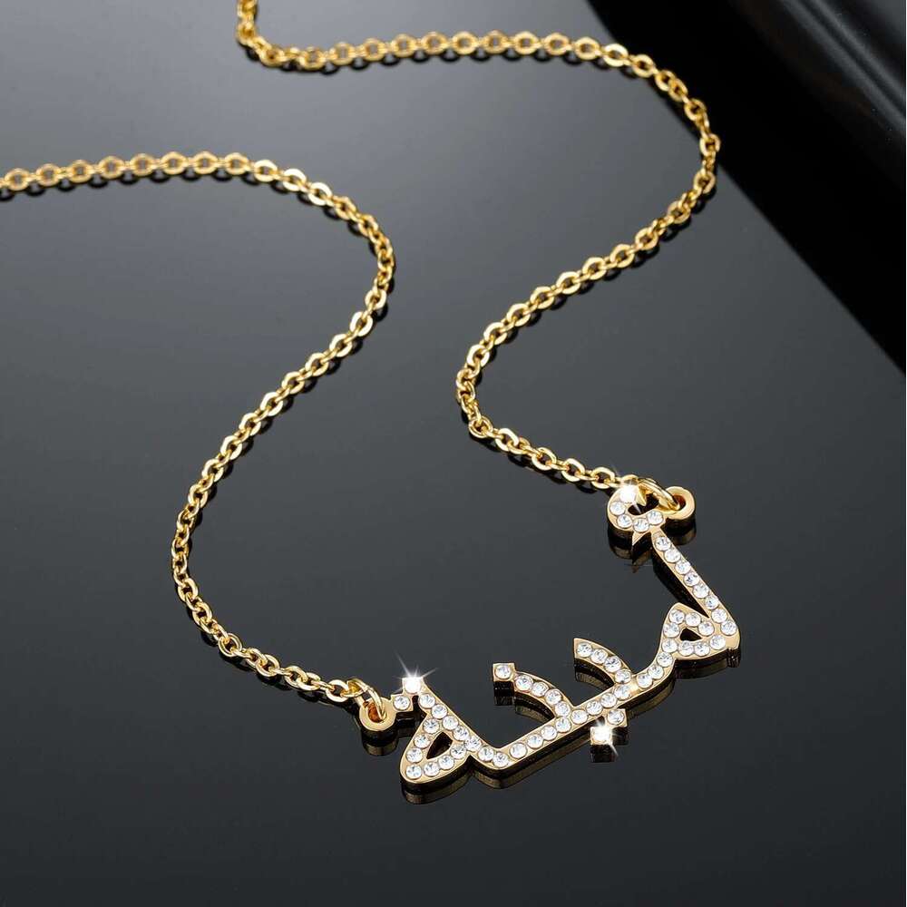 Name Necklace For Women Custom iced Out Names Necklaces Personalized Gold Stainless Steel Pendant Arabic Jewelry Gifts