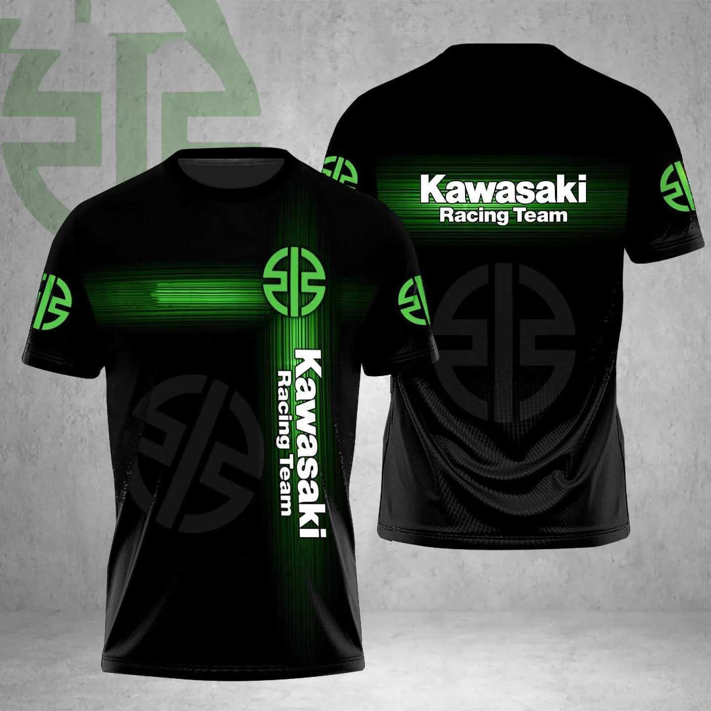 2024 Summer New Mens Motorcycle T-shirt Kawasaki 3D Printed Casual Short Sleeve Breathable T-shirt W250425
