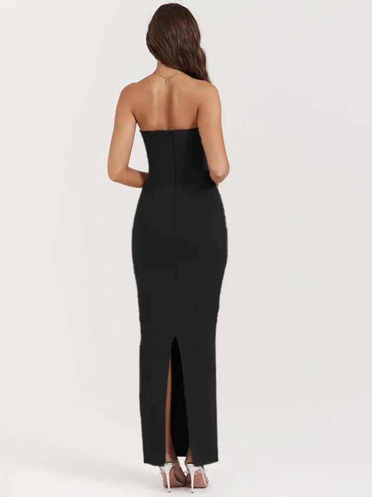 Dongdumaoyi Townlike Slim Bodycon Elegant Midi Long Dress Women Strapless Spring Summer Backless Nightclub Sexy Party Dresses