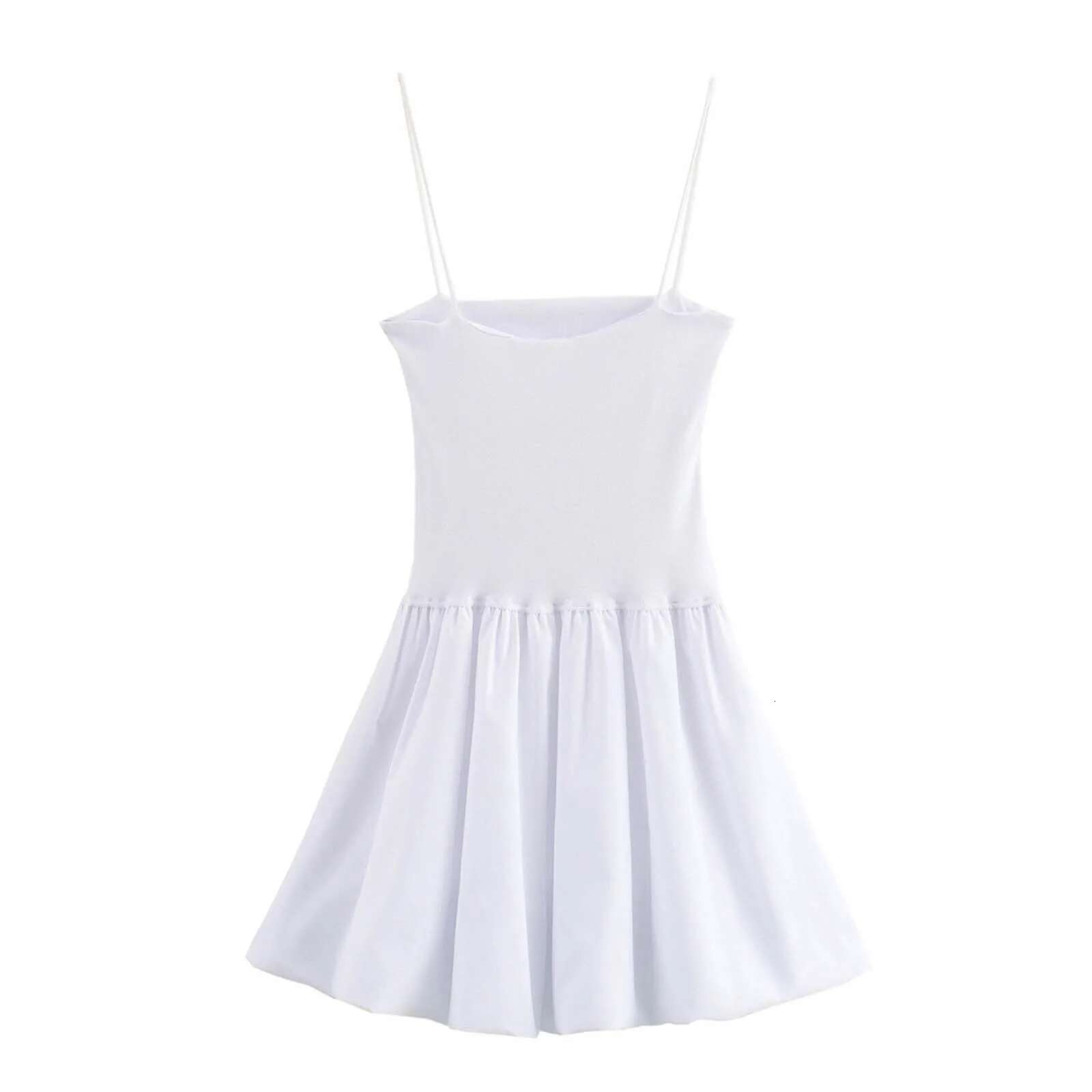 Dongdumaoyi Green Slip Short Dresses For Women White Puff Mini Dress Woman Rib Sleeveless Sexy Summer Ruched Party