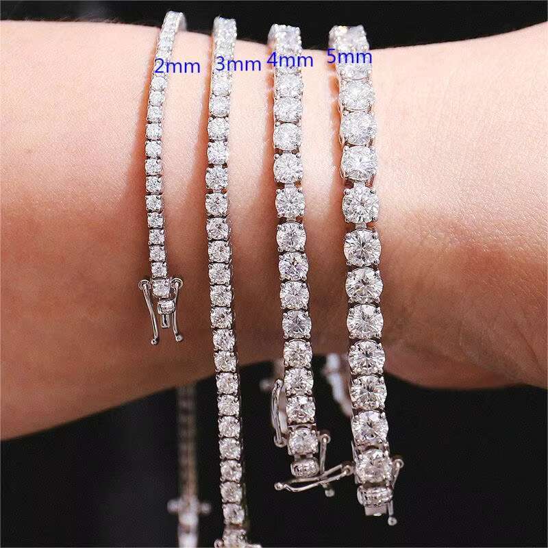 All Size Factory VVS DEF Moissanite Pass Diamond Tester Tennis Bracelet 925 Silver Gold Plate Tennis Chain Hip Hop Jewelry