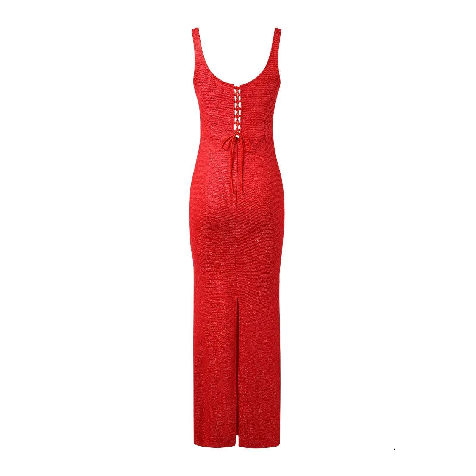 Dongdumaoyi Sexy Sequin Long Sling Dress Women Slim Square Collar Backless Sleeveless Party Dresses Lady Shiny Hip Package Evening Robe