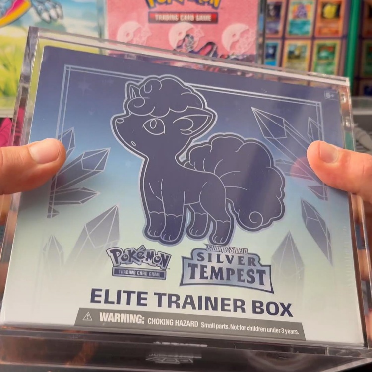 WACO PKMN Acrylic ETB Case Secure Magnetic Top Loading Clear Case - Elite Trainer Box Clear Display Case Compatible with ETB Display Box Storage Conta