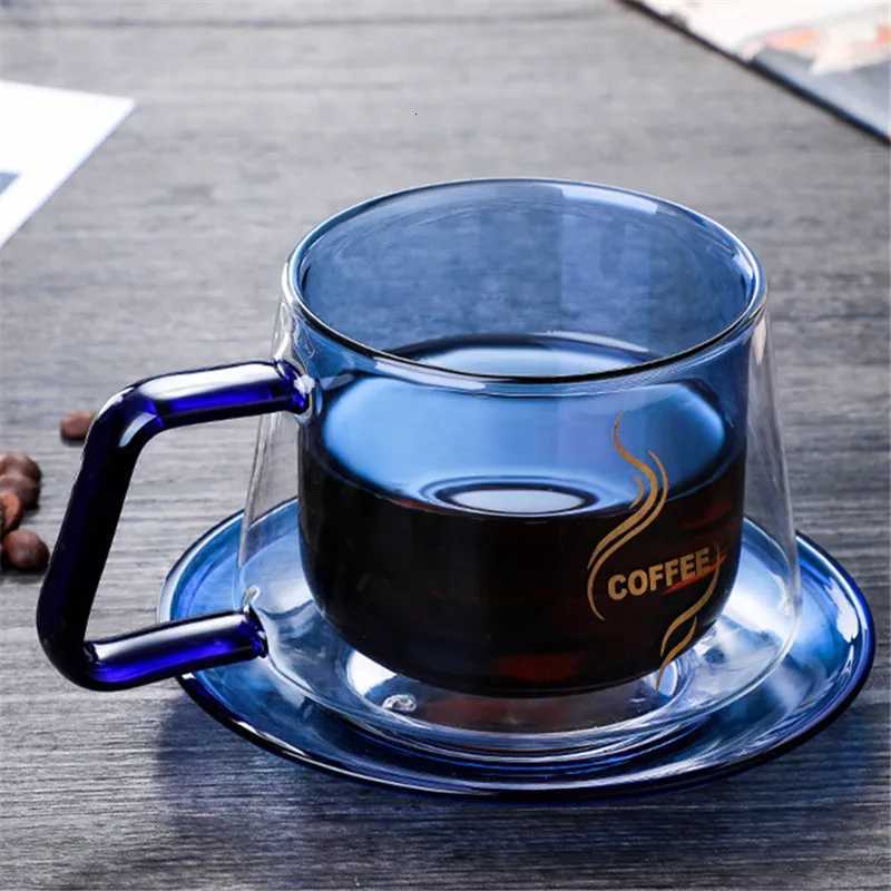 FATUBE High temperature resistant and easy to clean amber coffee cup Mugs with handle TRAY Drinkware 300ml single/double layer Y251125