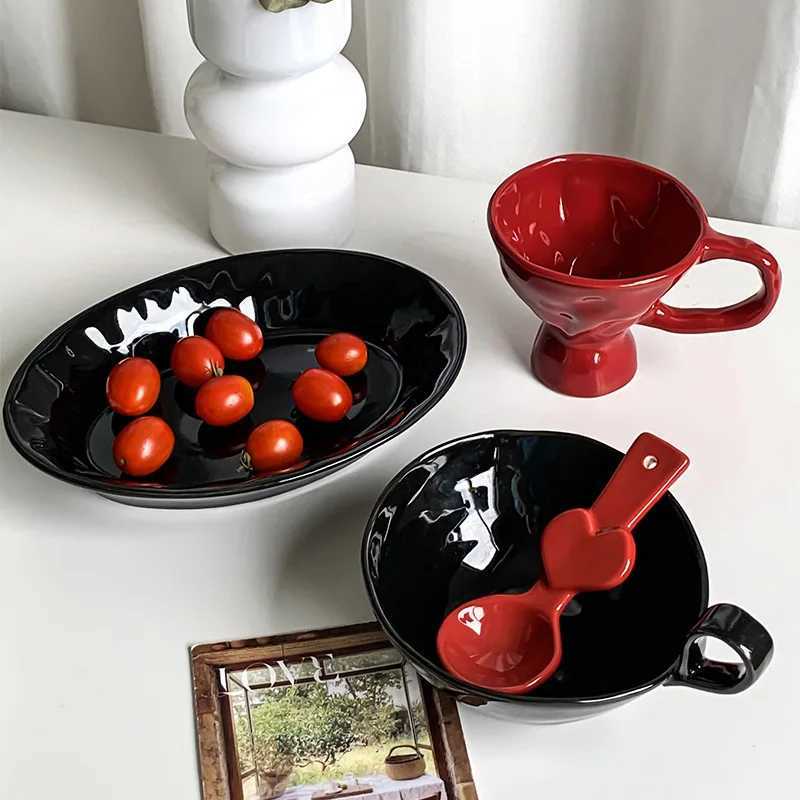 Nordic Ins Solid Color Goblets Mug Cup Ornaments Living Room Kitchen Ceramic Office Coffee Cup Craft Home Decoration Accessories Y251125