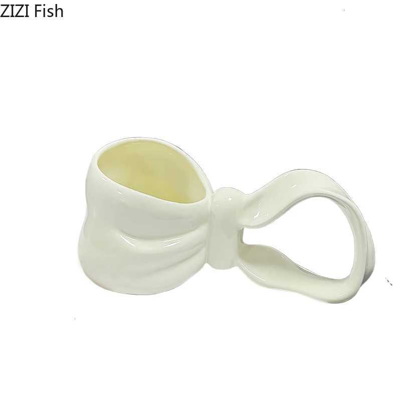 Creative Bowknot Shape Ceramic Mug Bowknot Handle Coffee Cup Dining Table Milk Mugs Afternoon Tea Teacup Fruit Juice Container Y251125
