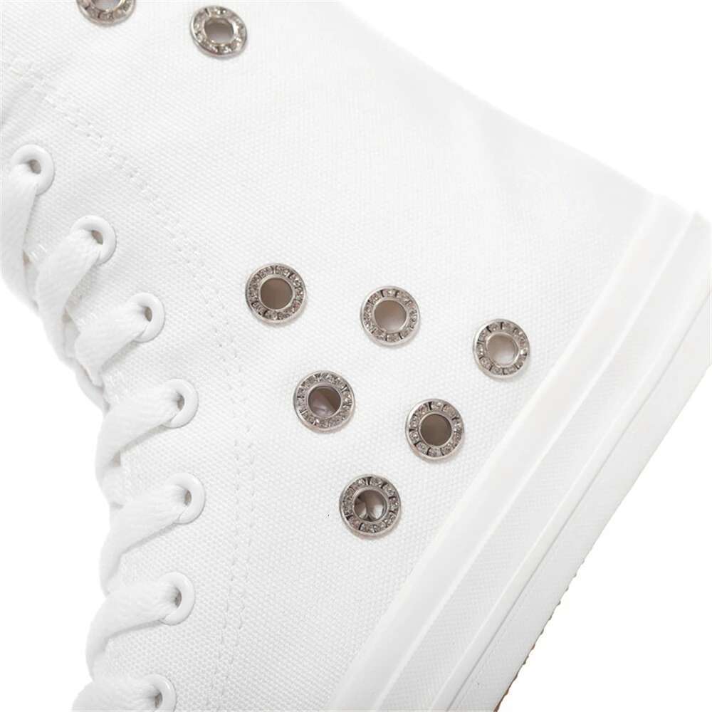 Spring and summer new medium-sized color lace-up side zipper breathable canvas casual heightening large size women's shoes