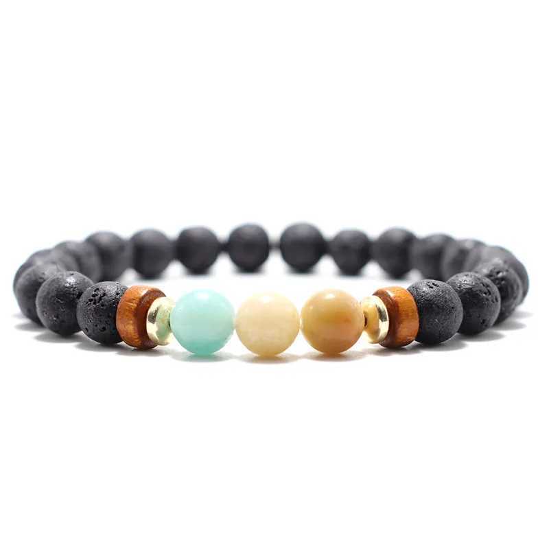 Natural 8mm Lava Stone Bracelet Men Women Grade A Tiger Eyes Imperial Wood Hematite Beaded Bangles Meditation Homme Joias J251125