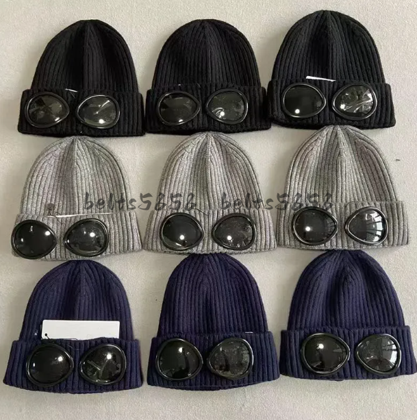Fashion designer bonnet hat two lenses glasses goggles bonnet male knitted bucket hat outdoor outdoor female Uniesex winter bonnet black gray bonnet Casquett