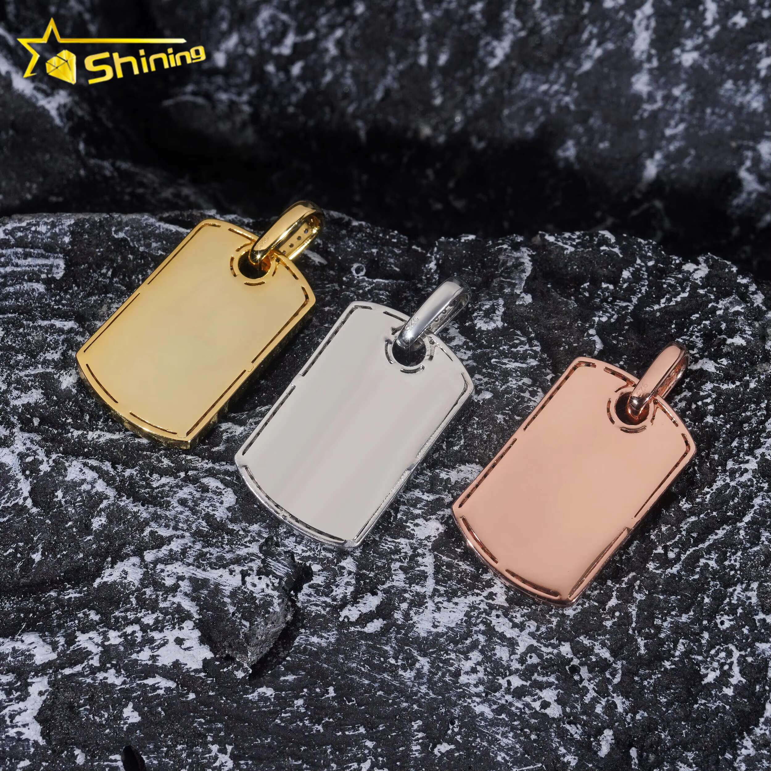 Mossanite Tag Pendant 925 Sterling Silver VVS Moissanite Pendant Iced Out Diamond Pendant Fine Jewelry Ready to Ship