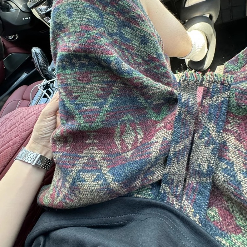 American dirty shorts, men's summer ethnic style printed over the knee five quarter pants, casual and handsome oversized shorts