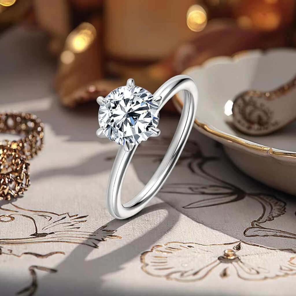 Fashion Jewelry Rings 925 Sterling Silver Moissanite Ring Engagement Wedding Diamond 2ct Solitaire Moissanite Rings