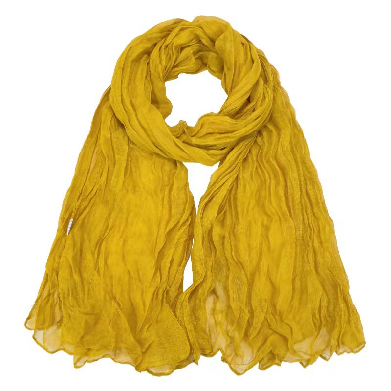 K517 Scarf wholesale gift winter solid color Bali yarn new style pleated neck scarf wrinkled scarf head scarf spot